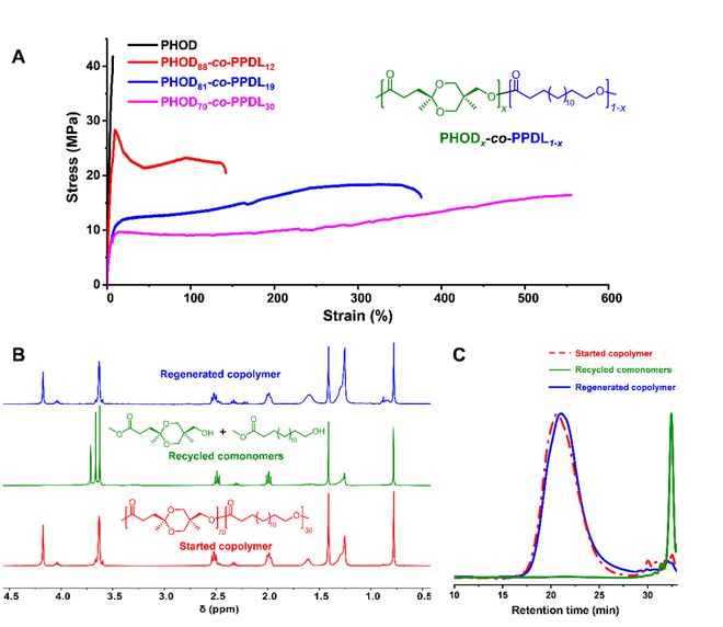 北京大学李子臣杜福胜施昌霞研究团队JACS：受聚合下限温度调控的热稳定且可化学回收的聚（缩酮-酯）(图3)